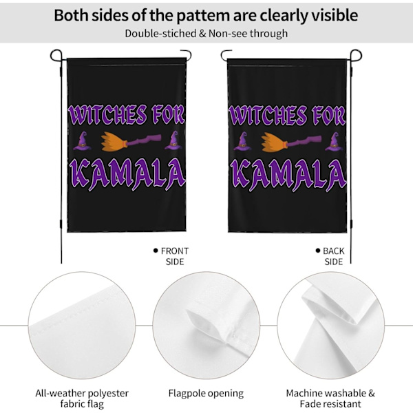 Häxor för Kamala Harris Halloween  Barnlösa katter Damer 2024 Val Trädgårdsskylt Banner Dubbelsidig 28x40 Tum  Vit Vit