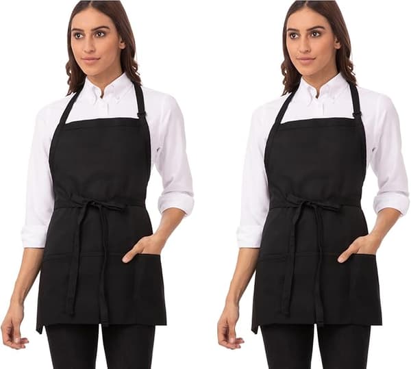 Unisex forkle med 3 lommer, 2 stk