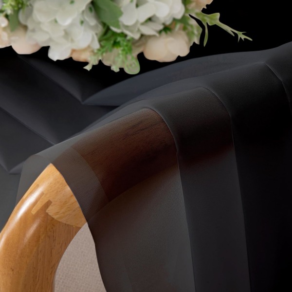 Svarte, halvtransparente tyllgardiner - 213 cm lengde (sett med 2) - 203 cm total bredde - Elegant vindusdekorasjon for soverom og stue