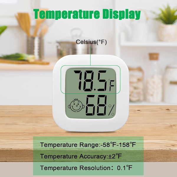 5 stk. Bærbar Mini Termometer LCD Hygrometer