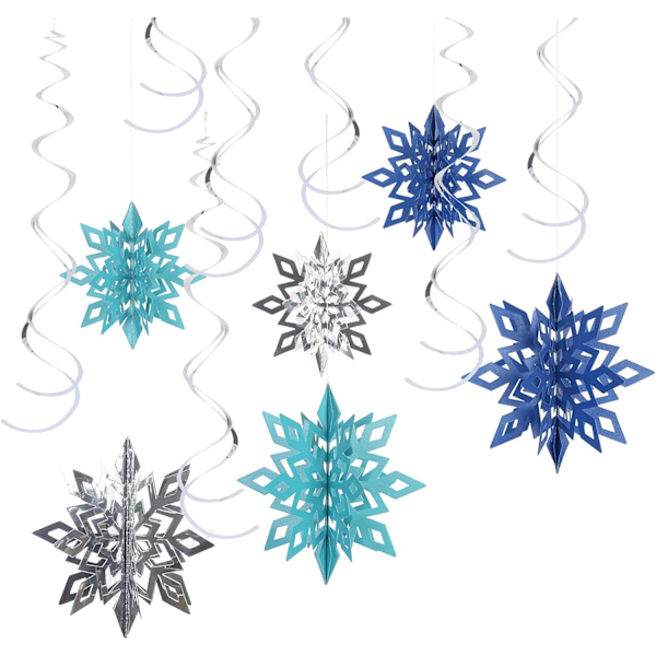 24st Juldekorationer - Glittrande Snöflingor Hängande Dekorationer för Jul