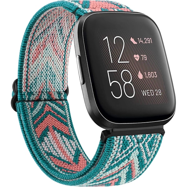 Fitbit Versa 2 Mjuk Justerbar Stretch Nylon Sport Ersättningsband
