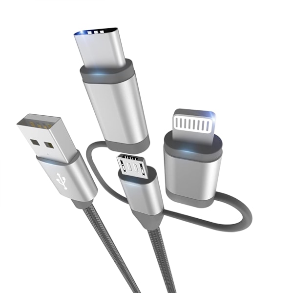 Apple Mfi-certifierad 3-i-1-adapter för laddningssladd