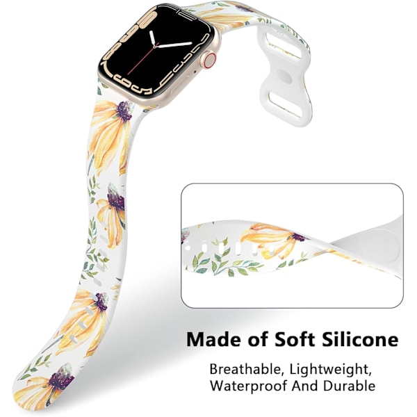 Blomstrete Apple Watch-reim 38 mm 40 mm 41 mm 42 mm 44 mm 45 mm for kvinner og menn,