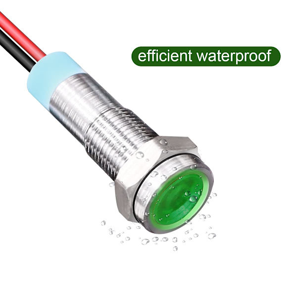 3 stk Grønn 12V-24V 6Mm 1/4\" LED Metall Indikatorlys Hode