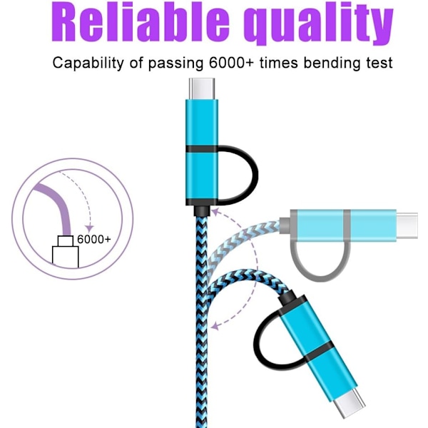 USB Type C-kabel 5-pak 6 fot USB C 2-i-1-kabel [Micro USB og Type C]