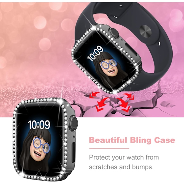 8-pack Skal för Apple Watch Series 9/8/7 45mm, Glitter Diamant Glansig Stötfångare, Bling Rhinestone Hård PC Skyddande Skal för Kvinnor Tjej Kompatibel med