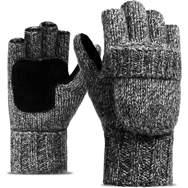 Vinter Fingerless Handsker - Halvfinger Strikkede Uldhandsker