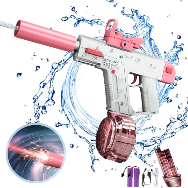 Elektrisk vandpistol, vandpistol elektrisk til voksne og børn, 500cc+?? 58cc automatisk vandsprøjtepistol, automatisk pink pink