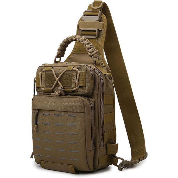 Fiske Sling Bag Fiskeutrustning Förvaringsväska Verktygsväska för Fiske Vandring Jakt Camping brown