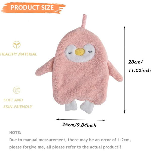 3 st hängande handduk, söt Penguin Coral Fleece handduk, snabbtorkande
