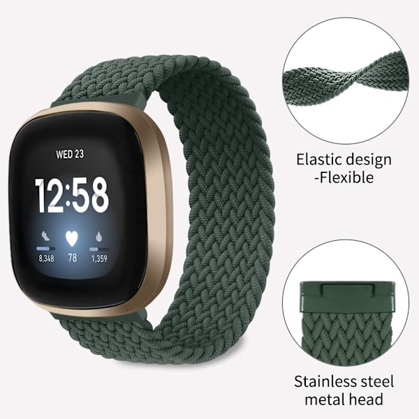 Elastisk andningsbar nylonrem för Fitbit Sense/Versa 3
