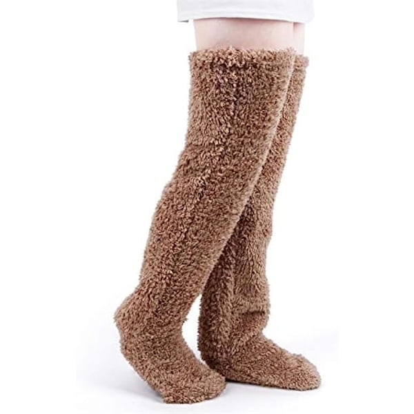 Over Knee High Fuzzy Socks - Plysj Slipper Strømper