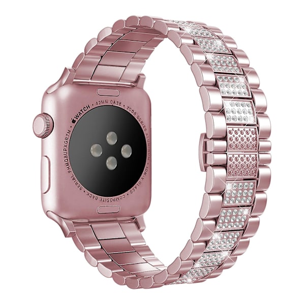 Metalldiamantrem för Apple Watch 49mm 45mm 44mm 42mm 41mm 40mm Ersättningsarmband för Iwatch 8 7 6 5 4 3se Rose pink iWatch Ultra 49mm