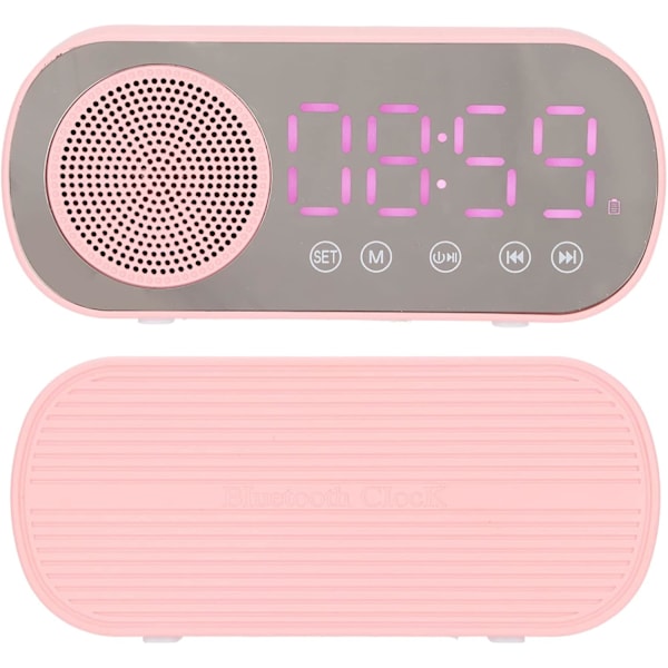 Digital väckarklocka, liten skrivbordsur Bluetooth 5.0 klockhögtalare HiFi LED-spegelskärm Micro USB-laddningsklockradio Smart klocka för sovrum,