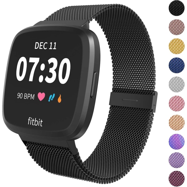 Metal Justerbar Udskiftningsarmbånd Magnetiske Remme Kompatibel Med Fitbit Versa/versa 2/versa Lite/se, Multi-farve Black Small