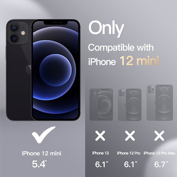 Silikonskal för iPhone 12 Mini 5,4 tum, Silkeslen Fullständigt Skyddande Mobilskal, Stötsäkert Skal med Mikrofiberfoder (Svart) Svart