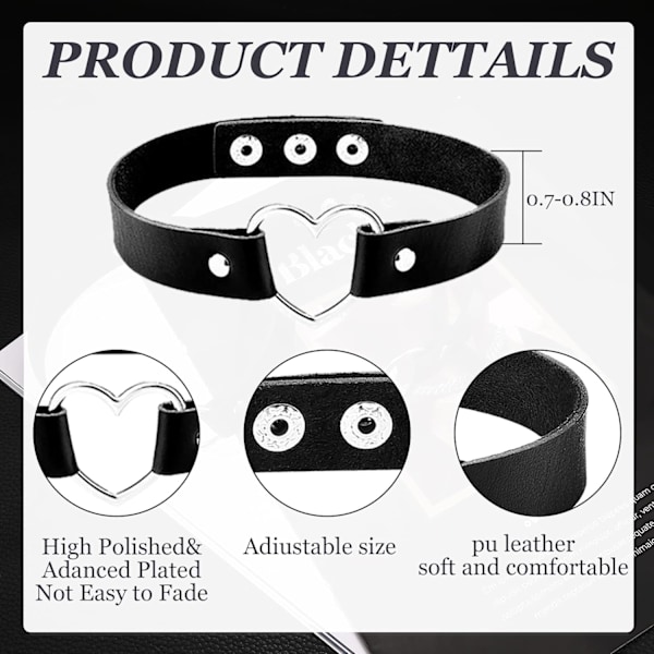 10 st PU-läder Svart Choker Halsband Halsband för Kvinnor Gotisk Punk