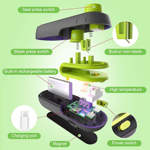 Miniposeforsegler 2 i 1 - Håndholdt varmevakuumforsegler for plastposer