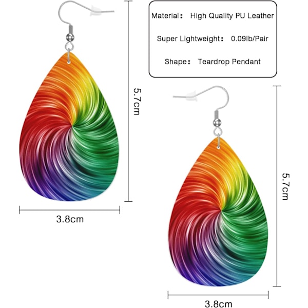 Øreringe til kvinder Regnbue Vortex, Farverige Regnbue Geometriske Striber Linjer