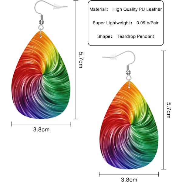 Örhängen för kvinnor Rainbow Vortex, Färgglada regnbågsgeometriska ränder linjer