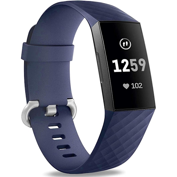 Vattentät ersättningsklockarmband Fitness Sport Band Armband Kompatibel med Fitbit Charge 4 / Fitbit Charge 3 Se- Flerfärgad Midnight Blue Large