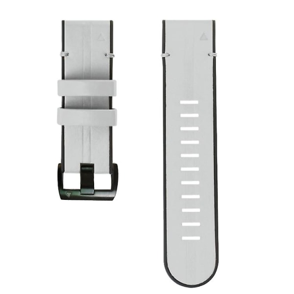 För Garmin Fenix 6x Silikon + Läder Snabbfrigörande Klockarmband CHC Light Grey