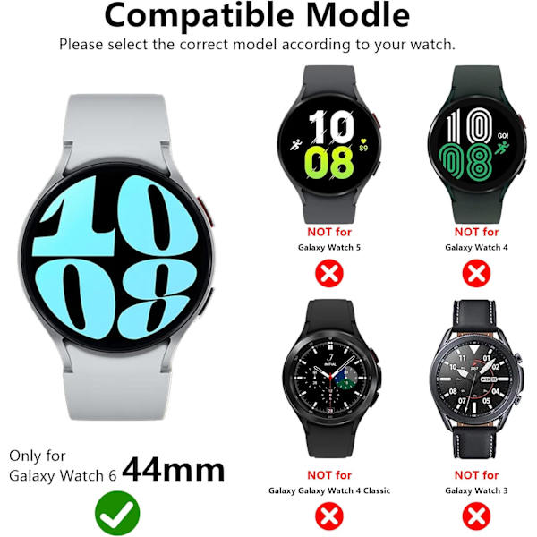 Etui til Samsung Galaxy Watch 6 44mm, hård PC Bumper