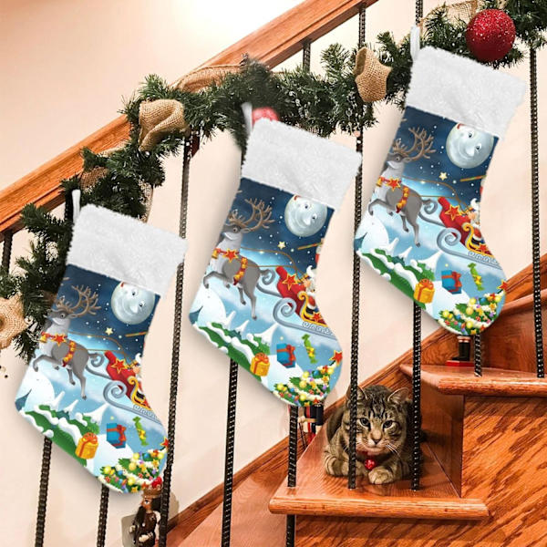 Julklapp, personliga julklappsstrumpor 2-pack Jultomten Rensa 45,7 cm Julstrumpor Hängande Ornament Eldstad för Träddekoration