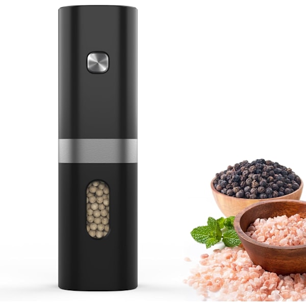 Elektrisk Pepper- og Saltkvern - Batteridrevet, Justerbar Grovhet, Enhåndsbetjening (1 pakke)