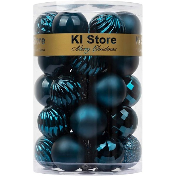 Blue Christmas Balls 34pcs 1.57-Inch Small Christmas Tree Decoration Ornaments