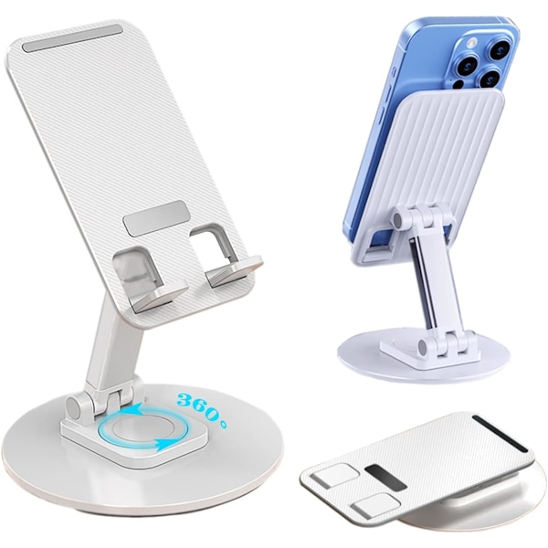 Vikbart Telefonställ för Skrivbord - Portabel 360 Graders Rotation Höjdjusterbar Mobiltelefonhållare Kompatibel med Alla Mobiltelefoner, iPhone 14, iPad, Tab