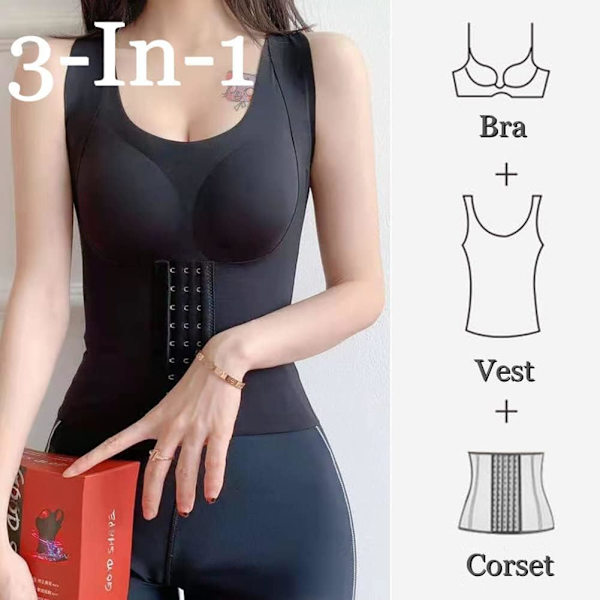 Kvinde corsage korset 4-i-1 talje knappede bh shapewear cincher talje