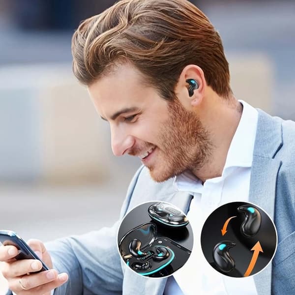 Knoglelednings Sleep Headphones - Bluetooth 5.3, Støjreducerende, LED Display Case (Sort)