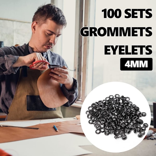 100 st metall mässing öljetter kit - för skor, kläder och läderprojekt