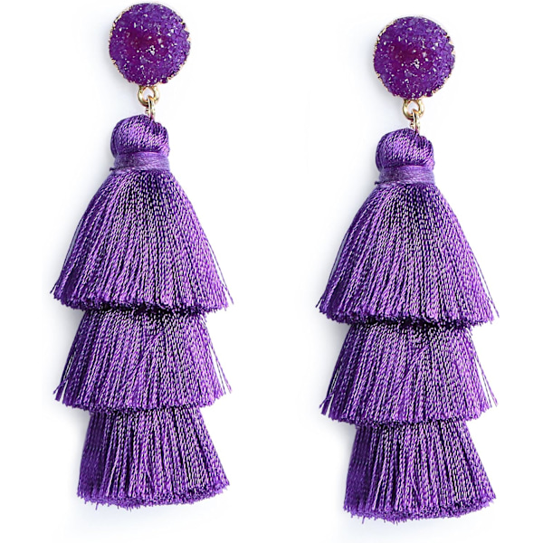 Fargerike lagdelte duskøreringer Bohemian lagdelte dusk drusy stud dangle drop