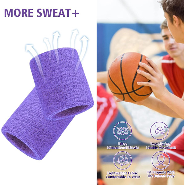Svettband Set med Sport Pannband - 3 Pack Terry Cotton Band