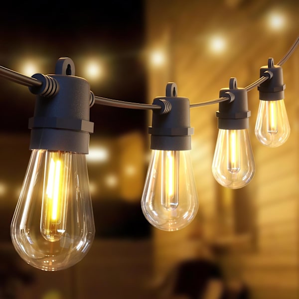 S14 LED-ljusslingor för utomhusbruk, 39 fot, varmvita utomhuslampor med 11+1 glödlampor, LED-slitstarka uteplatslampor IP65 vattentäta för uteplats