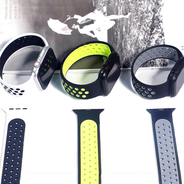 Solo Loop-rem för Apple Watch Band 44mm 40mm 38mm 42mm Andas Silikon Elastiskt bälte Armband Band Iwatch Series 3 4 5 Se 6 black green 42mm or 44mmM