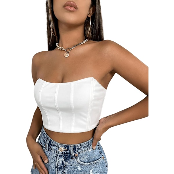 Kvinners Bustier Tube Topper Stroppeløs Ermeløs Crop Korsett Topp