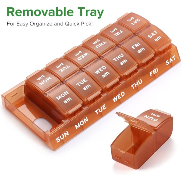 Extra Veckovis Pill Organizer 2 gånger om dagen, Pill Box 7 dagar