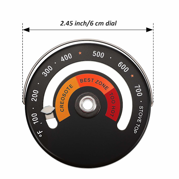 Magnetisk topptermometer för vedspis och skorsten