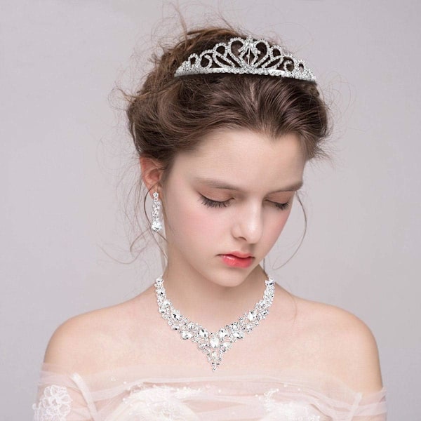 Bryllup Brude Brudepike Østrigsk Krystal Rhinestone Smykkesæt Statement
