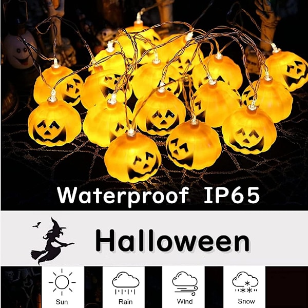 Halloween-lys, 96 LED 17,6 fot Gresskar Solar String Curtain Lights 8 Moduser for Utendørs Innendørs Gård Patio Julefest Ferie Høstdekor