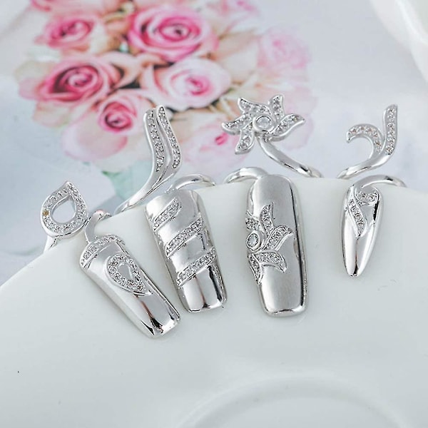 1 sett/ 4 stk Rhinestone Finger Tip Justerbar åpningsspik