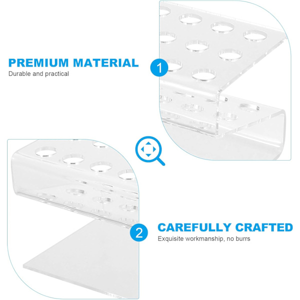 Akrylholder, stativholder, displaystativ, 3-slots displaystativ, øjenbrynsstativ, makeupbørsteholder, arrangør til hjem, kontor, butik 8X24CM