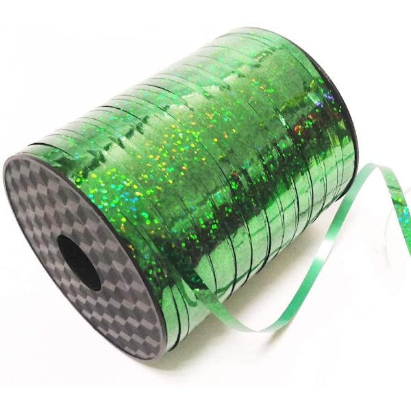 100 meter sølv krøllet krøllbånd - Glitrende metallisk ballongsnøre