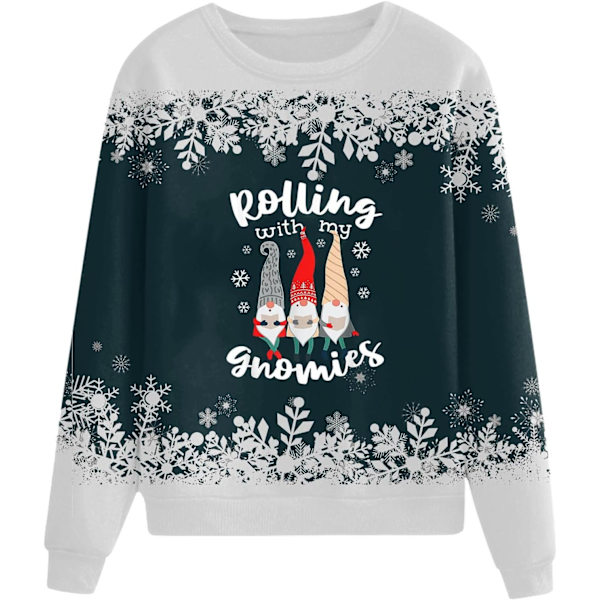 Morsomme tegneserie-trykte juletopper for kvinner Vinter varm mannskapshals