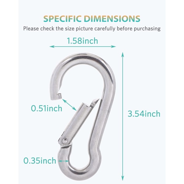 Karabinkrok. 316 rustfritt stål karabinkrok. Heavy Duty