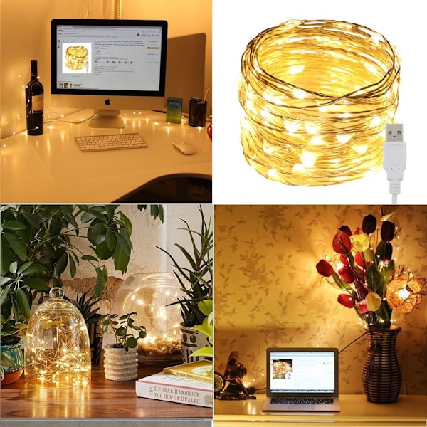 USB-drivna ljusslinga 66 fot 200 LED-slinga med på/av-knapp (varmvit, 2-pack) Varmvit 66 fot 200LED, 2-pack Varmvit 66 fot 200LED, 2-pack